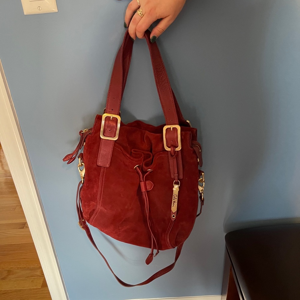 Cole Haan suede Red Cross body